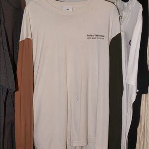 Cream and Brown Men's Shirt
